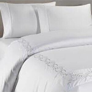 Christy Richmond Embroidered Floral Queen Duvet Cover 3 Piece Set in Pale Grey